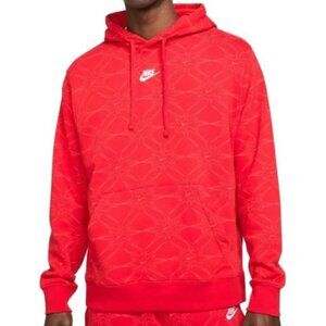 Nike Men's AOP Gel Club All Over Hoodie Center Swoosh Size M Cardinal Red White